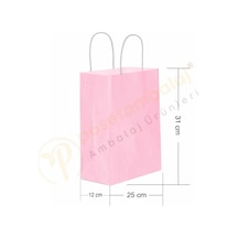 Pembe Kraft Çanta Orta Boy 25x12x31 Cm 25 Adet