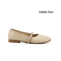 Gönderi(R) Gönderi R Bej Antik Mary Jane Hakiki Deri Babet Bej