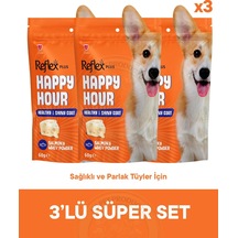 Reflex Happy Hour Healthy & Shiny Coat Parlak Tüyler İçin Köpek Ödül Maması 3lü Fırsat 3x60gr