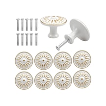 10 Adet Vintage Kapı Kolu, Çekmece Kolu, 35 Mm Mobilya Topuzu, Yuvarlak Çekmece Topuzları, Pirinç Kapı Kolları, Dolaplar İçin Mobilya Kolları Beyaz