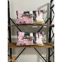 Bisiklet Desenli Dekoratif 2'li Yastık Kılıfı  30 x 55 cm