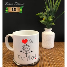 I Love You Romantik Çöp Adam - Porselen Kupa Beyaz