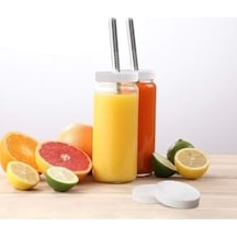 1 Adet 480ml Pipet Ve 2 Kapaklı Cam Bardak, Hava Geçirmez Kapak, Meyve Suyu, Boba, Smoothie,şeffaf Açık Kırmızı