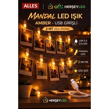 Mandal Led Işık Amber - Usb 2 Mt Amber