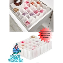 30 Gözlü Çekmece İçi Petek Organizer & Düzenleyici Çorap Çamaşır Beyaz