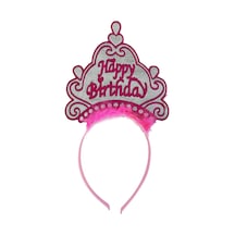Parti Happy Birthday Neon Pembe Renk Doğum Günü Tacı 24x15 Cm 18+ Yaş