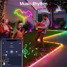 Hıghtek 5 Mt Animasyonlu Neon Rgb Şerit Led Ses Müziğe Duyarlı Tak Çalıştır Tam Set Mobilden Kontrol Çok Renkli