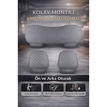 Honda Accord 2003 Ve Sonrası Uyumlu 3 Parça Deri Oturak Minder Gri