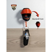 3d Baskı Hareketli Vizörlü Kask Anahtar Askılığı Kırmızı Siyah Motor & Motosiklet Severlere Özel