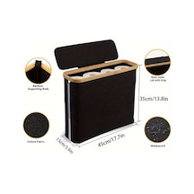 Xuweiwei Siyah Bambu Tuvalet Kağıdı Askılı Depolama Sepeti - Kurulumsuz Çok Bölmeli Siyah