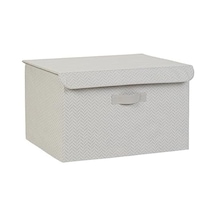 Gri Balıksırtı Kapaklı Kutu 48 X 40 X 30 Cm Açık Ahşap