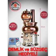 Bakır Görünümlü Semaver Odunlu Çay Semaveri Kömürlü Çay Semaveri Odunlu Semaver Kömürlü Semaver