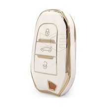 Gma Keys Peugeot 208 308 508 2008 3008 5008 Rifter Nano Anahtar Kılıfı Beyaz Gold Renk 1.ci Kalite