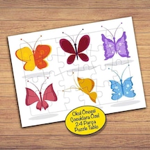 Renkli Sevimli Kelebekler Çocuklara Özel Puzzle Yapboz Tablo-154pz