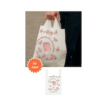 Baskılı Beyaz Atlet Poşet Market Bakkal Manav Mağaza Alışveriş Taşıma Torbası 30x49 Cm 50 Adet