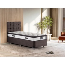 Niron King 90x190 Tek Kişilik Yatak Seti, Füme Yatak Baza Başlık