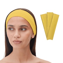3lü Saç Bandı Pamuk Kadın Bandana Likra Spor Kafa Bandı Sarı