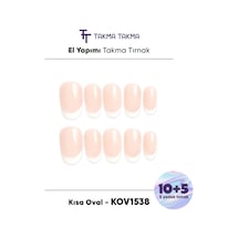 15'li Ten Rengi Kısa Oval Kovk1538fk Tekrar Kullanılabilir El Yapımı Protez Takma Tırnak M