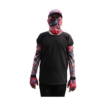 Captain Fisherman Style Camo Red Set Cap+eldiven+kolluk+buff Kırmızı