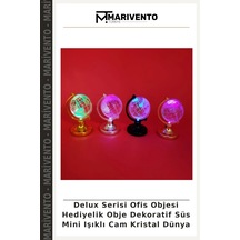 Delux Serisi Ofis Objesi Hediyelik Obje Dekoratif Süs Mini Işıklı Cam Kristal Dünya Çok Renkli