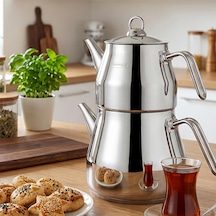 Porsima 8010 Pramit Metal Kulp Aile Boy Paslanmaz Çelik Çaydanlık Takımı - Antrasit - 2.20-4.00lt