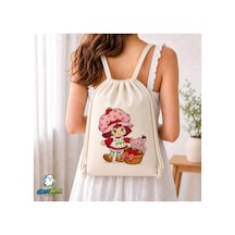 Ghostbastır Design Çilek Kız Büzgülü Keten Çanta C068 Bej