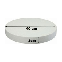 Dekoras Strafor Köpük Yuvarlak Köpük Pasta Taban Altlığı 40x3 Cm beyaz