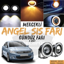 Citroen C Elysee 2012-2023 Uyumlu Üniversal Mercekli Angel Sis Farı Metal Su Geçirmez 76 Mm Halkalı Gündüz Farı Sis Farı 55450167