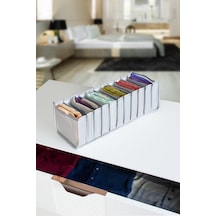 11 Gözlü Çekmece Içi Antrasit Çizgili Düzenleyici Organizer - Medium 15 X 43 X 14 Kumaş Gri Diğer