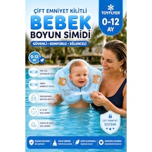 Bebek Boyun Simidi Ayıcık Figürlü Şeffaf Çift Emniyet Kilitli Mavi Nr001