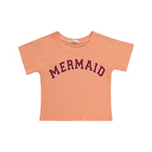 Civil Girls Mermaid Baskılı 2-5 Yaş Tişört - Pudra Somon