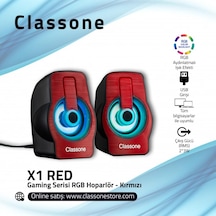 Classone X1 Red Rgb Gaming Hoparlör - Kırmızı