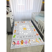 Öğretici Ingilizce Çocuk Oyun Halısı Kaymaz Makinede Yıkanabilir