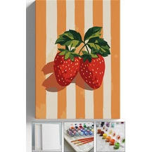 Sayılarla Boyama Seti Numaralı Tuval Fırça Boya Askı Aparatı Dahil Set 40x50 Cm - Bohem Çilek