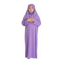 Lila Fermuarlı Namaz Elbisesi Lila