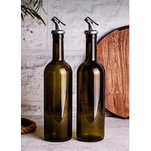 Amber 2 Li 750 Ml Zeytinyağı Sıvıyağ Şişesi Yağdanlık Seti Takımı Yeşil Yeşil