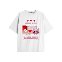 Kalic Studio Nyan Nyan Cat Oversize Unisex T-shirt Beyaz Altın
