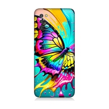 Samsung Galaxy A03s Uyumlu Silikon Kılıf Renkli Boya Ve Kelebek