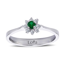 Lova Pırlantalı Zümrüt Çiçek Yüzük - 1030158