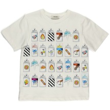 Panço Erkek Çocukbasklı Detaylı T-shirt Beyaz 001