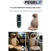 Fg-c43 Taşınabilir Masaj Koltuğu Boyun, Sırt, Bel Ve Kalça Masajı,ısıtma,titreşim Bej