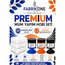 Premium Mum Yapım Hobi Seti - Parafin Wax 250 Gr - 3'lü Toz Mum Boyası Seti - Mavi, Turuncu, Siyah Bkfabpw2503mts Karışık