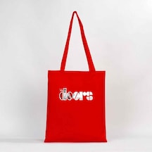 The Doors Logo Kırmızı Gabardin Bez Çanta