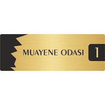 Metal Departman Kapı İsimliği, Yönlendirme Levhası Muayene Odası 1 7x20 Cm Altın Renk