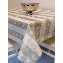 Desenli Silinebilir Masa Örtüsü Gri