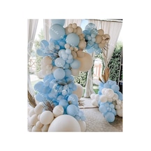 Makaron Mavi Ten Rengi Ve Beyaz Balon Zinciri 100 Adet Mix