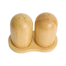 Bambu Standlı Tuzluk Karabiberlik Seti, Ahşap, Kahverengi, 140g, 8cm X 4cm, 2'li Diğer