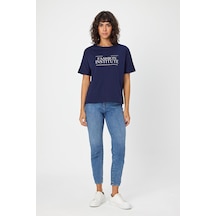 Alexandergardı Bisiklet Yaka Baskılı Yırtmaçlı T-shirt B24-00212 001