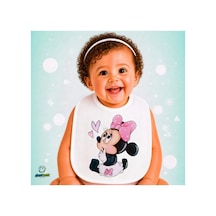 Minnie Mouse Keten Bebek Mama Önlüğü Yumuşak - Emici - Yıkanabilir - Özel Tasarım P138 Çok Renkli