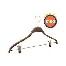 Nyn Ahşap Askı 8061/Mandallı Pantolon Etek Askısı Ceviz 100 Adet